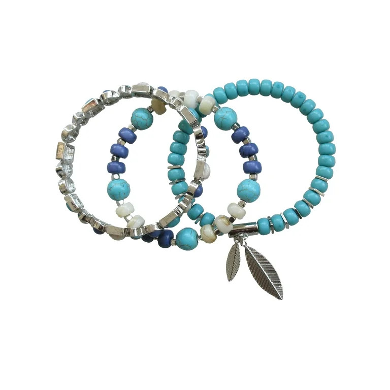 Time and Tru Multi Color/Silver Zinc Alloy/Iron/Resin/Plastic/CZ 3 PCS Bracelet Set | Walmart (US)