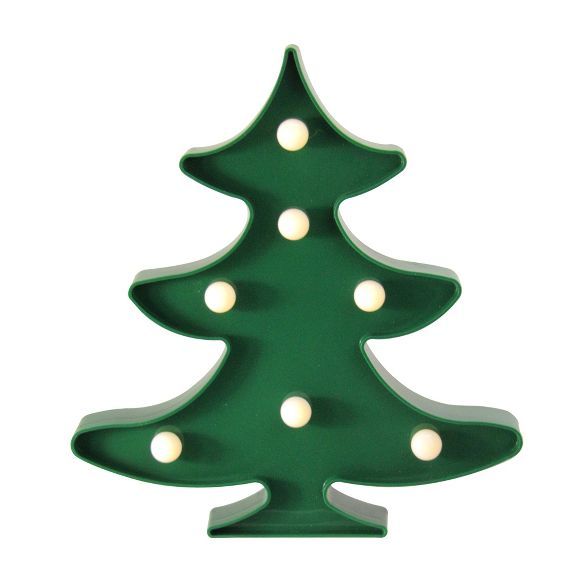 Northlight 8.75" Battery Operated LED Lighted Christmas Tree Marquee Sign - Green | Target