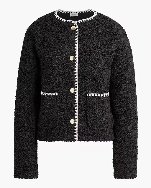 Sherpa blanket-stitch jacket | J.Crew Factory