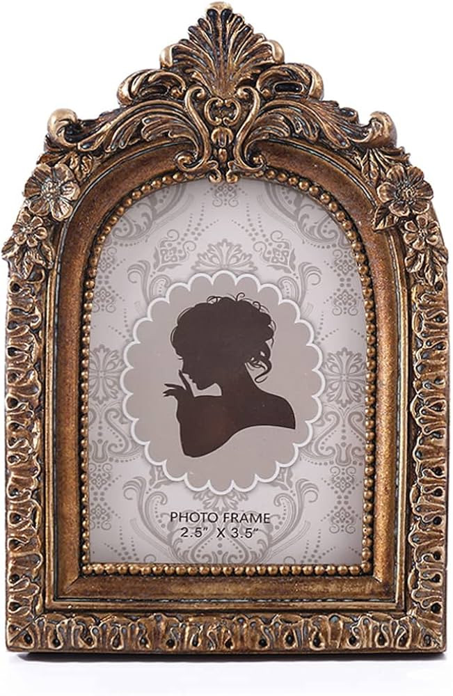SIKOO Vintage Mini 2.5 × 3.5 Picture Frame Antique Small Ornate Table Top Wall Mounting Photo Fr... | Amazon (US)