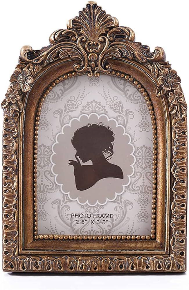 SIKOO Vintage Mini 2.5 × 3.5 Picture Frame Antique Small Ornate Table Top Wall Mounting Photo Fr... | Amazon (US)