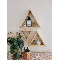Triangle Shelf Set/Geometric Shelves, Wood Shelf Decor, Boho Wall Shelving, Art, Crystal Display Shelf, Rustic Decor | Etsy (US)