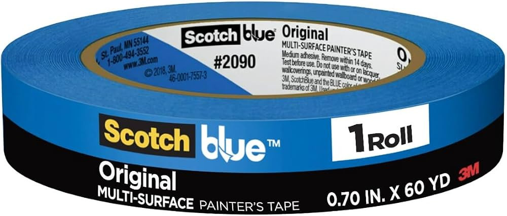 ScotchBlue Original Multi-Surface Painter's Tape, 0.70 Inches x 60 Yards, 1 Roll, Blue, Paint Tap... | Amazon (US)