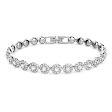 Una Angelic Tennis bracelet, Round cut, Small, White, Rhodium plated by SWAROVSKI | SWAROVSKI