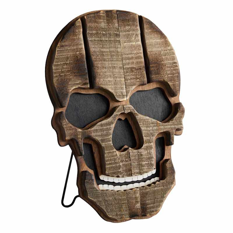 Wooden Brown Skull Decor, 12" | At Home