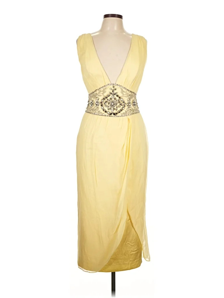 Mandalay 100% Silk Yellow Cocktail Dress Size 10 - 24% off | ThredUp (US)