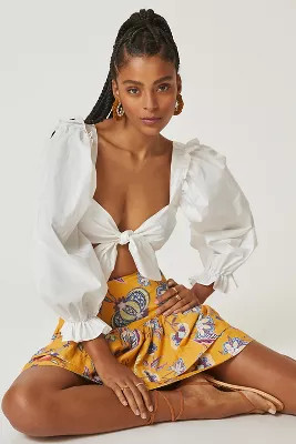 Allina Lui Puff-Sleeve Crop Top | Anthropologie (US)