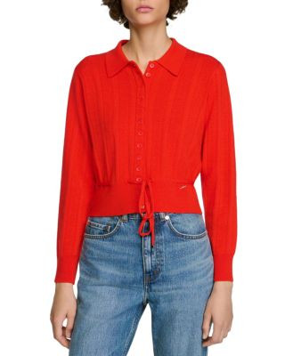 Sandro Lotus Wool Blend Drawstring Waist Cardigan | Bloomingdale's (US)