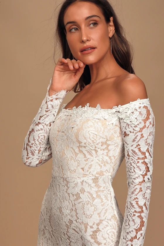 Romance Dreamer White Lace Off-the-Shoulder Maxi Dress | Lulus (US)