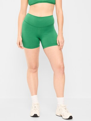 High-Waisted PowerChill Side-Stripe Biker Shorts -- 5-inch inseam | Old Navy (US)