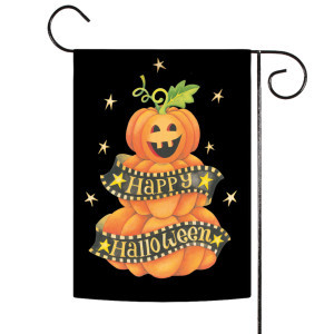 Happy Halloween Pumpkin Stack Outdoor Garden Flag 18" x 12.5 | Christmas Central