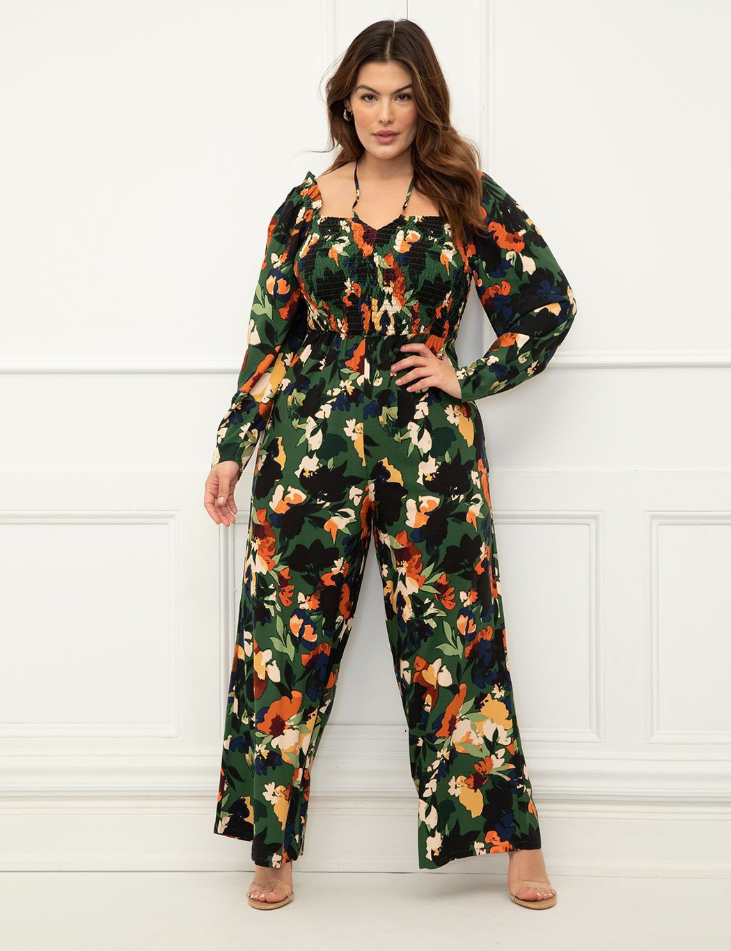 ELOQUII Elements Tie Neck Jumpsuit | Eloquii