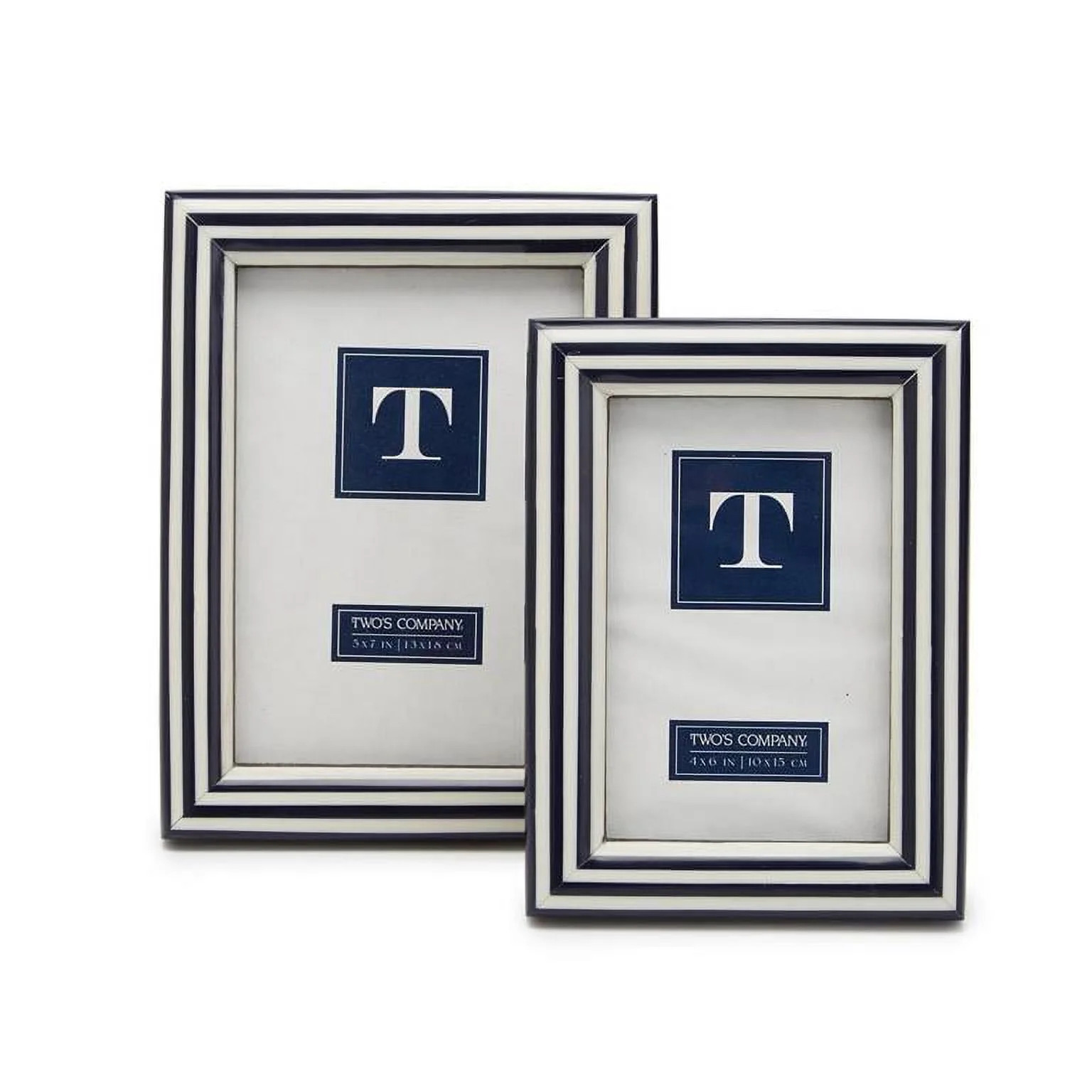 Two's Company Set of 2 Nautical Stripe Photo Frames 4" X 6" and 5" X 7" | Walmart (US)