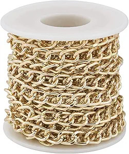Pandahall 5M/5Yard Aluminum Curb Chain Link Light Gold Color Twisted Cross Necklace Finding Chain... | Amazon (US)