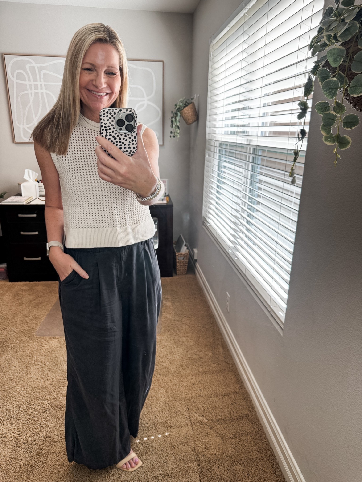 Tuesday work from home outfit in my Old Navy knit sweater tank and Aerie wide leg pants. Both are older so I linked similar options. 

#LTKOver40 #LTKootd #LTKWorkwear