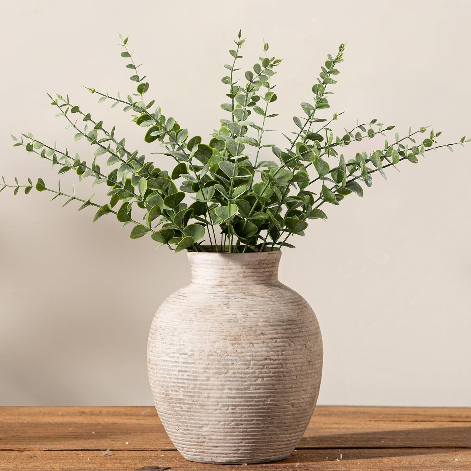 Ceramic Flower Vase Home Decor - Small Farmhouse Table Vases Rustic Vintage Living Room Kitchen Bedroom Decorations for House Book Shelf Office Coffee Desk Dining Fireplace (6.3" Retro) | Amazon (US)