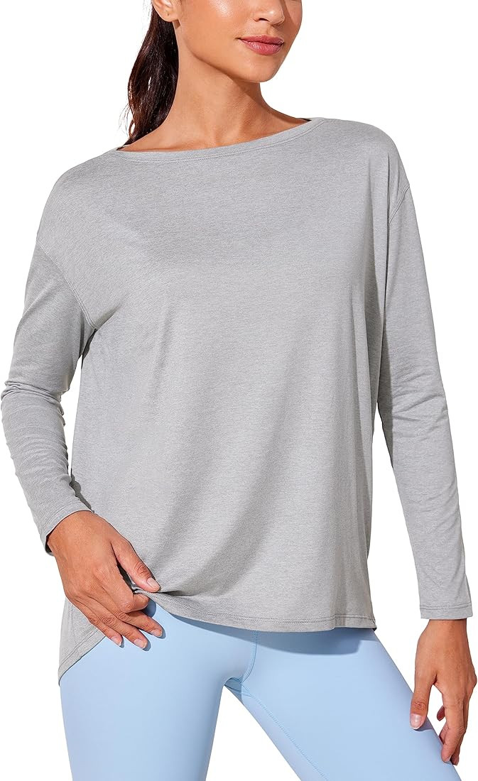CRZ YOGA Womens UPF 50+ Lightweight Long Sleeve Workout Shirts Sun Protection Loose Quick Dry Hik... | Amazon (US)