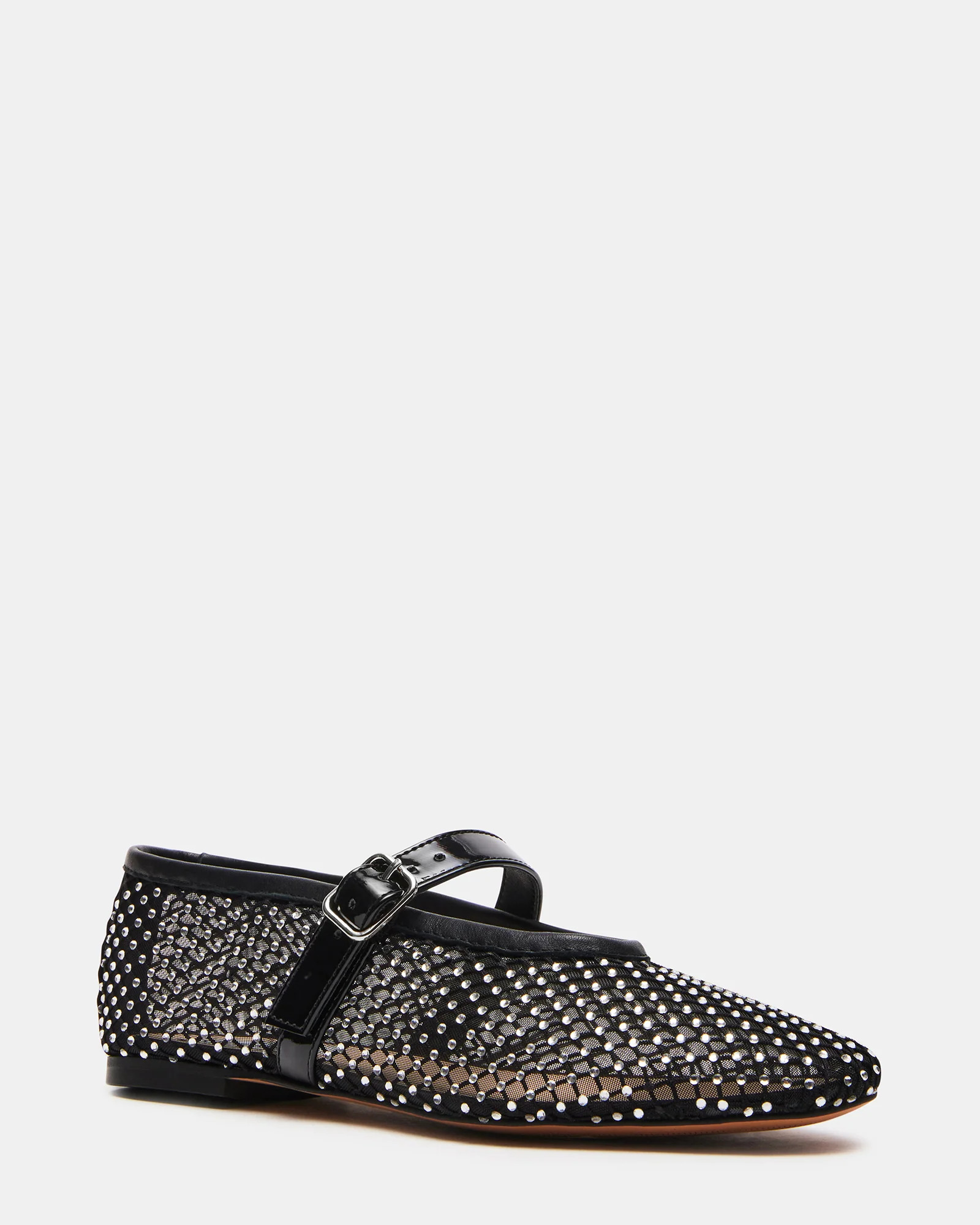 DREAMING Black Mesh Rhinestone Mary Jane | Women's Flats | Steve Madden (US)