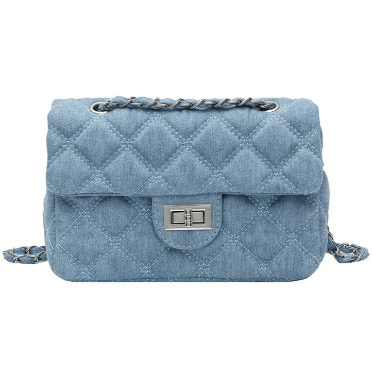 PWFE Women Small Shoulder Bags Quilted Crossbody Jean Denim Purse Evening Bag Clutch Handbag with... | Walmart (US)