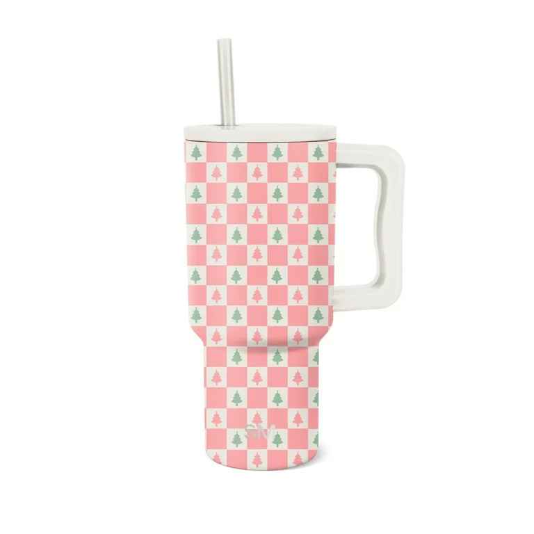 Simple Modern 30 fl oz Insulated Stainless Steel Trek Tumbler with Straw Lid | Yuletide Checkmate | Walmart (US)