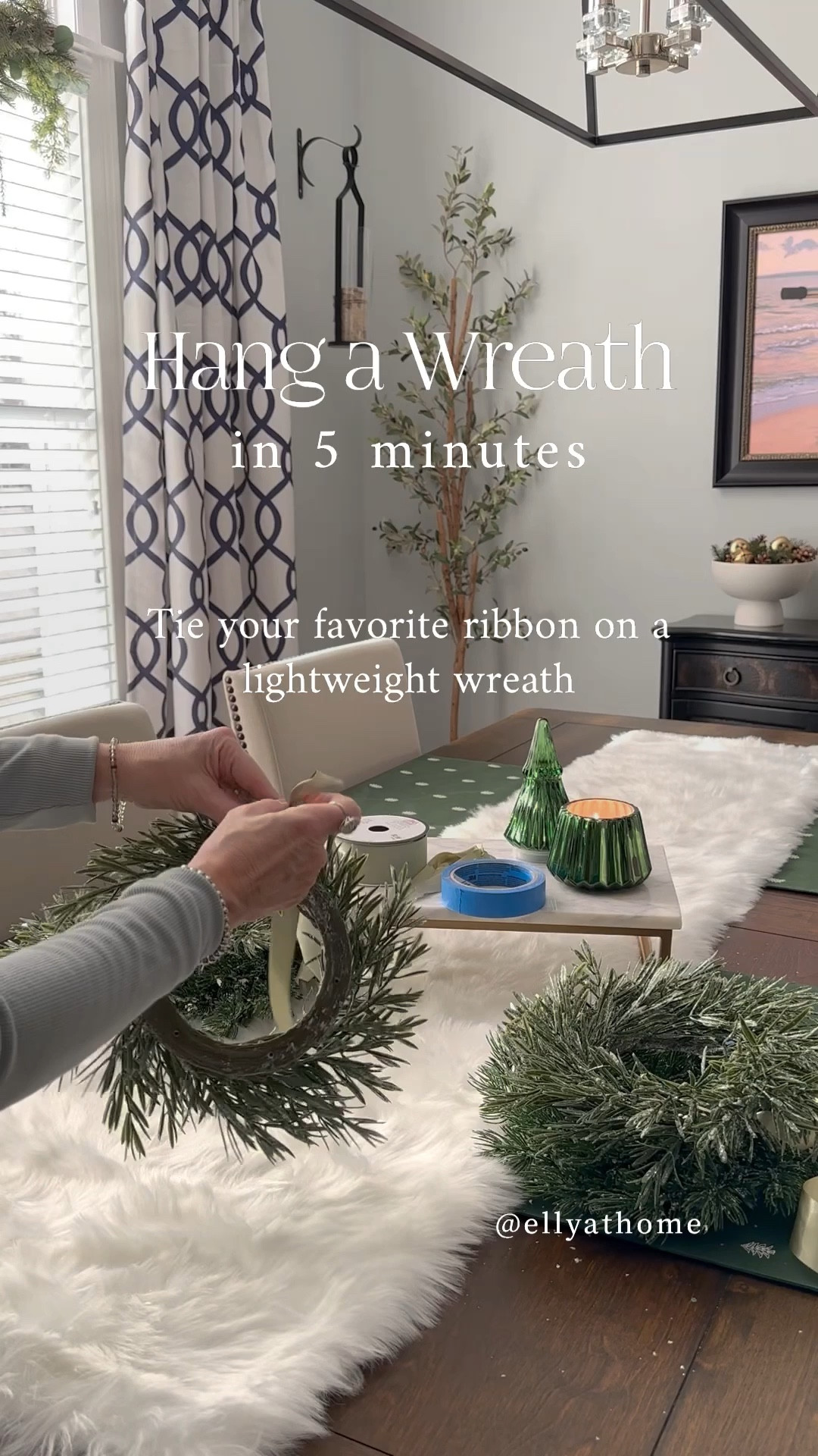 Easy peasy way to hang small, mini wreaths on your kitchen cabinets! Shop mini wreaths, holiday ribbon, Christmas home decor accessories. 

#LTKVideo #LTKFindsUnder50 #LTKHoliday