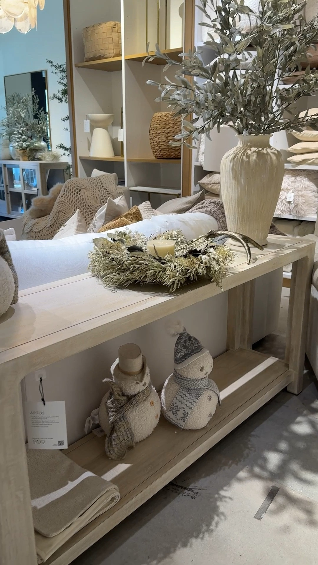The Aptos Console Table (66”) from Pottery Barn adds effortless elegance to any space!✨ Finished in a soft sandwash that highlights the beautiful grain of mango wood, it offers ample surface space and storage below — perfect for inspired winter styling and a bright, neutral home look. 🤍 #NeutralHome #ConsoleTable #PotteryBarn 

#LTKHome #LTKHoliday #LTKCyberWeek