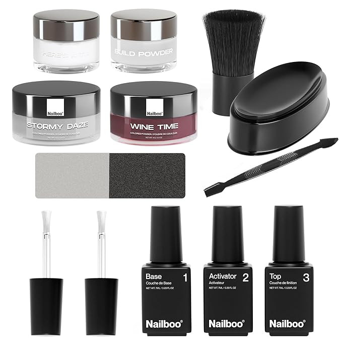 Nailboo Premium Dip Nails Essentials Kit (White, Burgundy, and Cool Gray), Nail Powder Dip Kit fo... | Amazon (US)