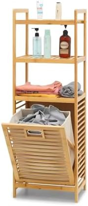 Cesto Bambu de Lavanderia Inclinável com Prateleiras de Armazenamento 3 Camadas, Cesta de Roupas... | Amazon (BR)