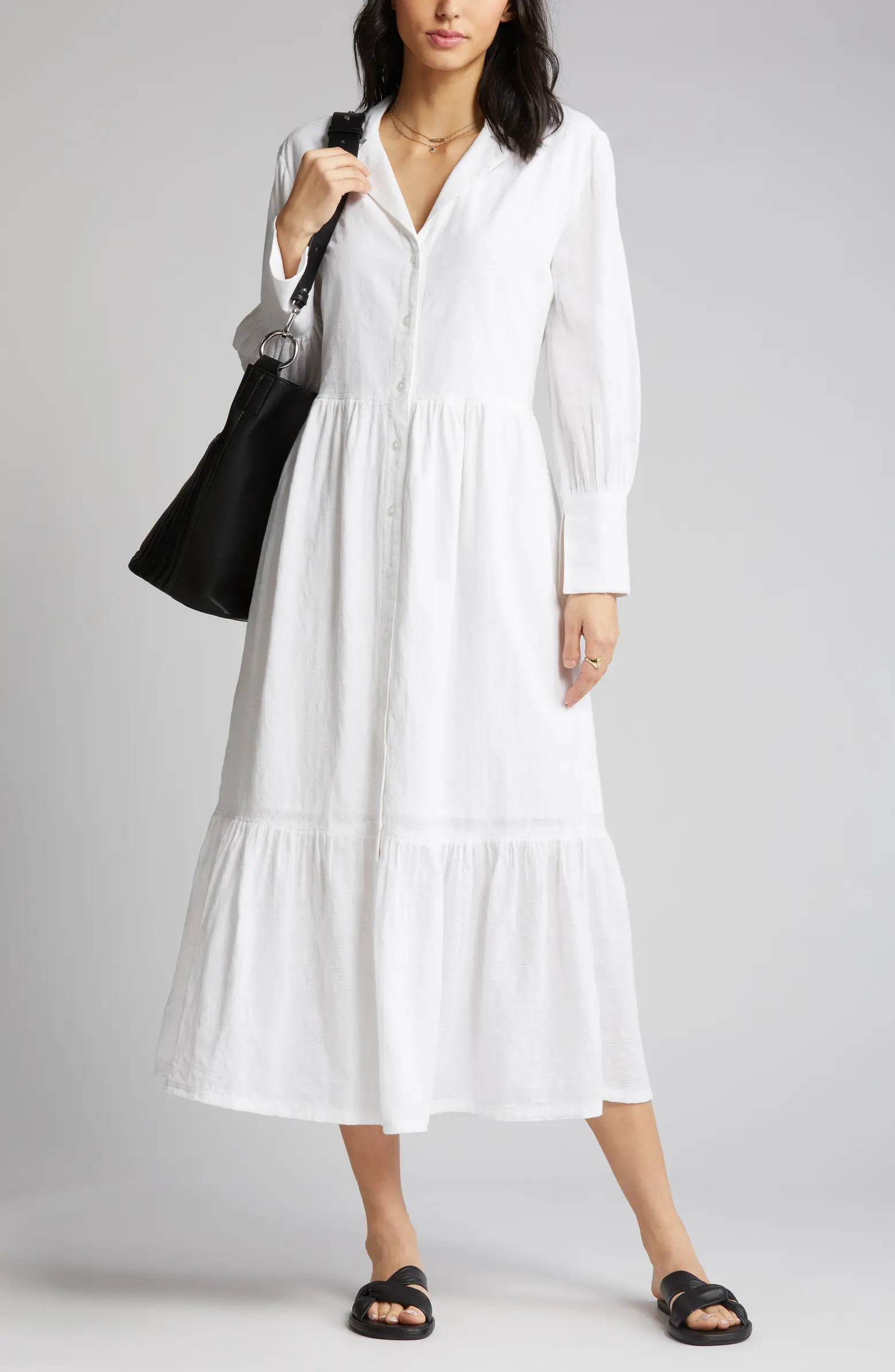 Long Sleeve Cotton Midi Shirtdress | Nordstrom
