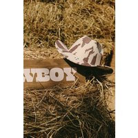 boohoo Women's Cow Print Cowboy Hat in Brown | Denim/Polyurethane | boohoo (US & Canada)