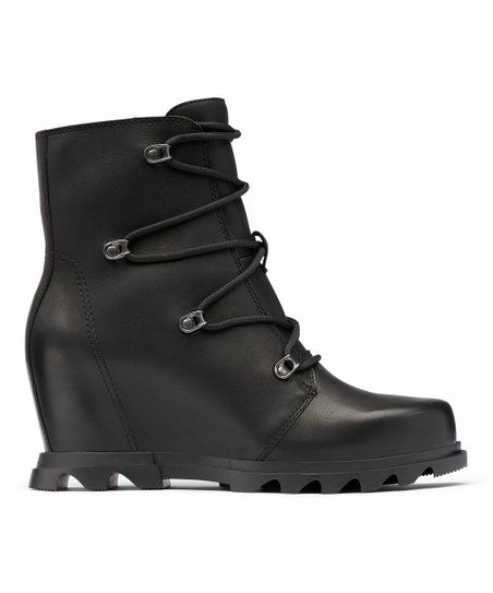 Black Lace-Up Joan of Arctic III Waterproof Leather Wedge Boot - Women | Zulily