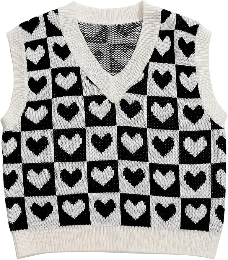 Floerns Women's Sleeveless Round Neck Cute Strawberry Sweater Vest Crop Shirt Top | Amazon (US)