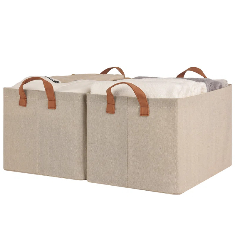 Fabric Storage Bins with Handles, Foldable Bins for Shelves, Closet, Dorm (Set of 2) | Wayfair North America