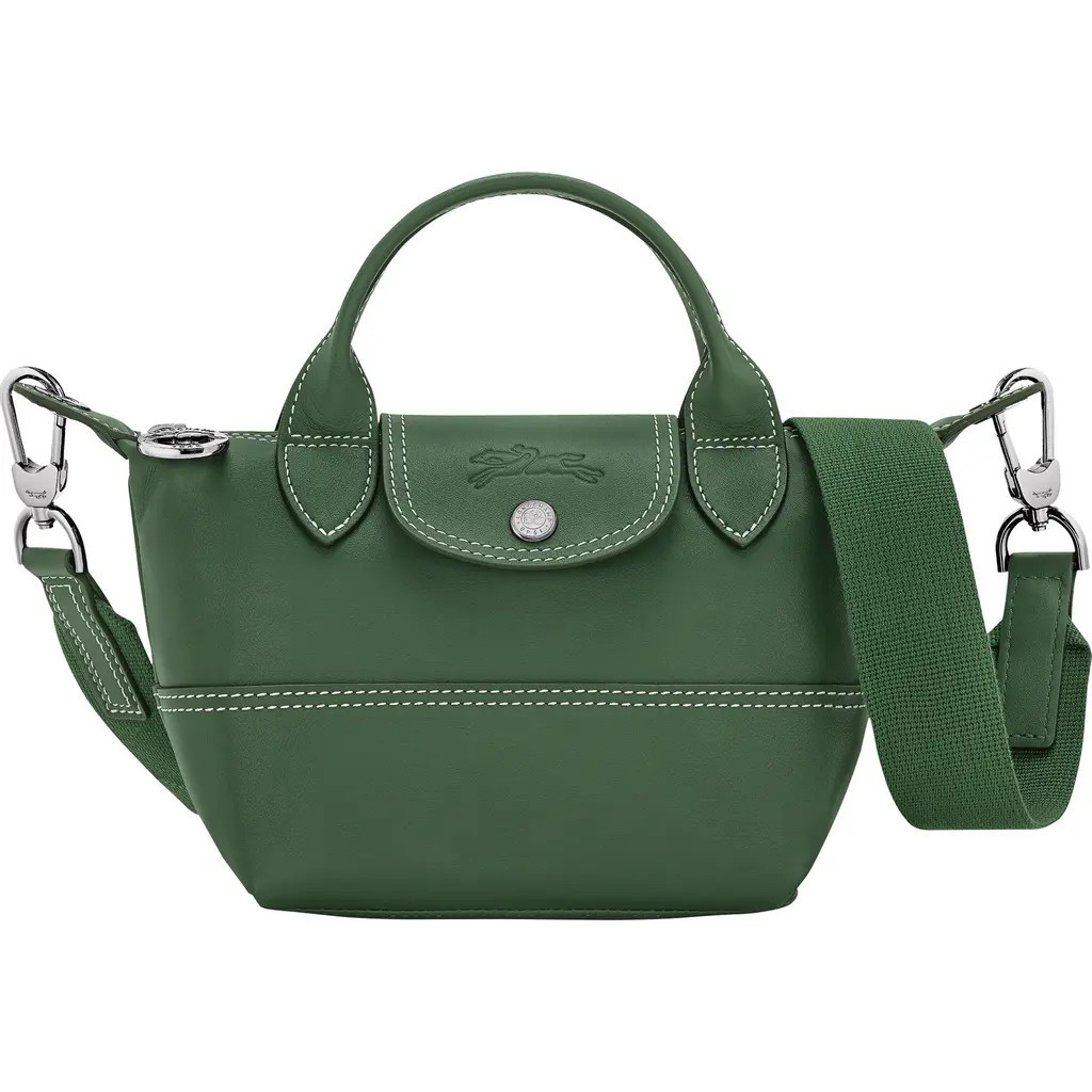 Longchamp Extra Small Le Pliage Xtra Worker Leather Crossbody Bag in British Green at Nordstrom | Nordstrom