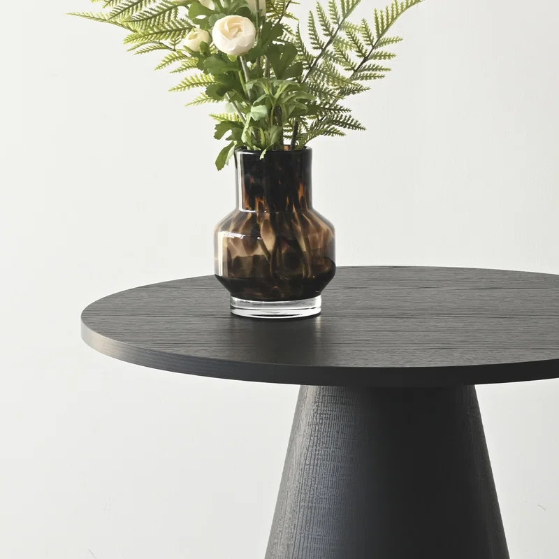 Carnisha 24 Inch Round Black Pedestal End Table | Wayfair North America