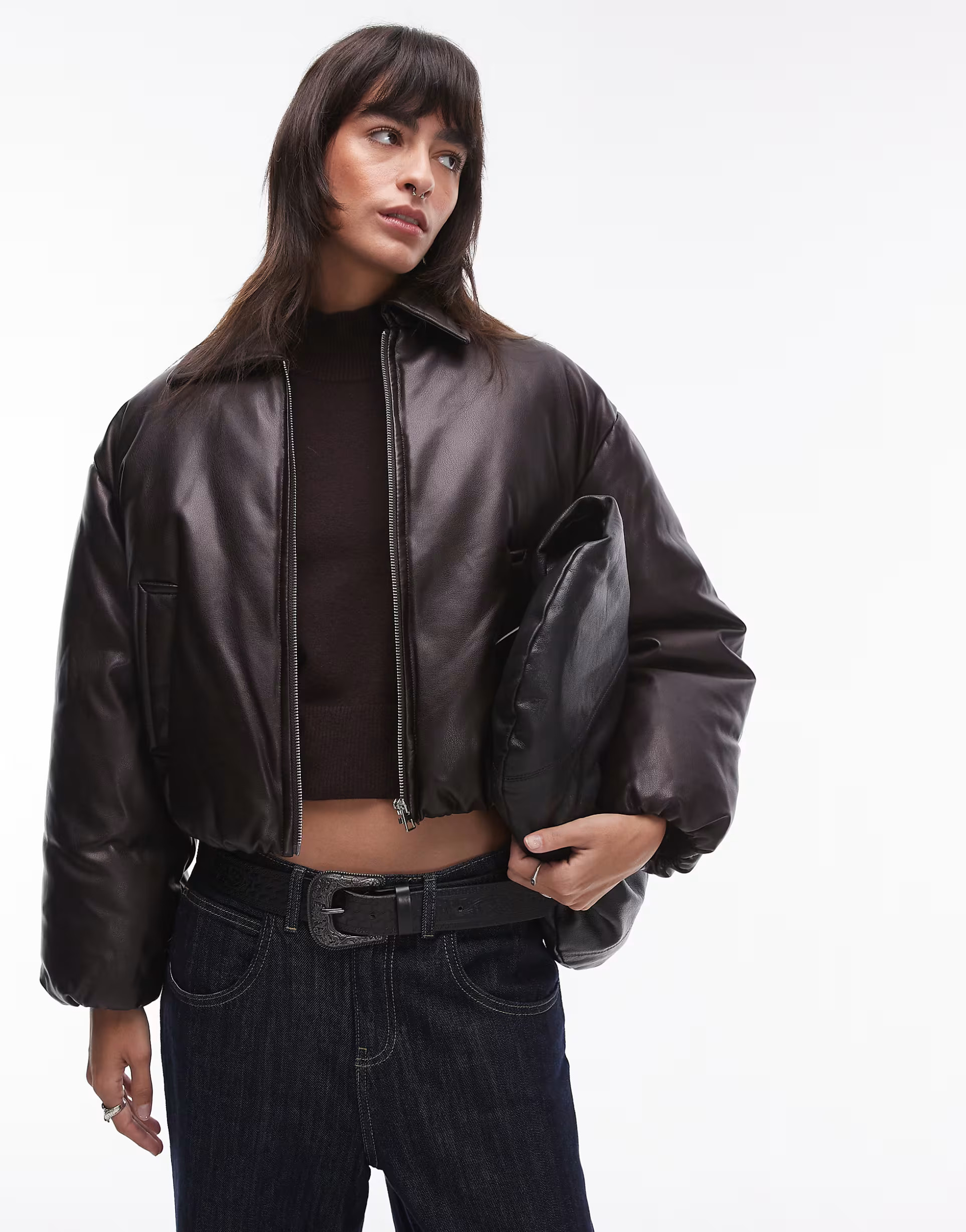 Mango padded bomber jacket in burgundy | ASOS (Global)