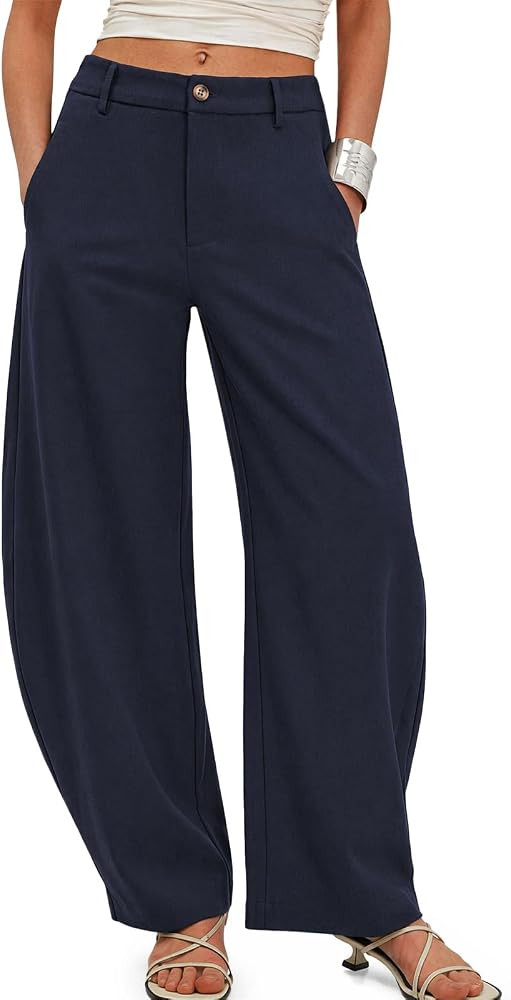 Cicy Bell Womens Barrel Dress Pants High Waisted Wide Leg Work Trousers | Amazon (US)