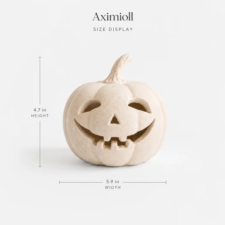 Halloween Handcrafted Jack-O'-Lantern, 5.5" Hand-Carved Pumpkin Decor, Durable Kiln-Fired Autumn ... | Walmart (US)