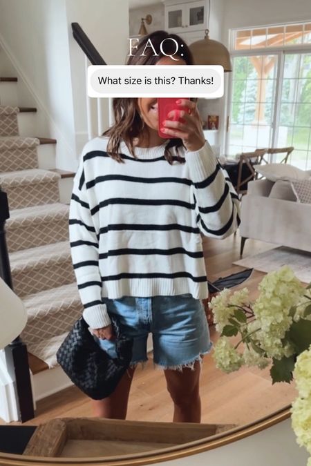 I’m wearing a size small in this Amazon black & white striped sweater. I love that you can dress it up or down. It’s lightweight and so perfect for summer! 

More outfit details: Amazon handbag and Parker long denim shorts (size 26) 

#LTKFind #LTKSeasonal #LTKstyletip