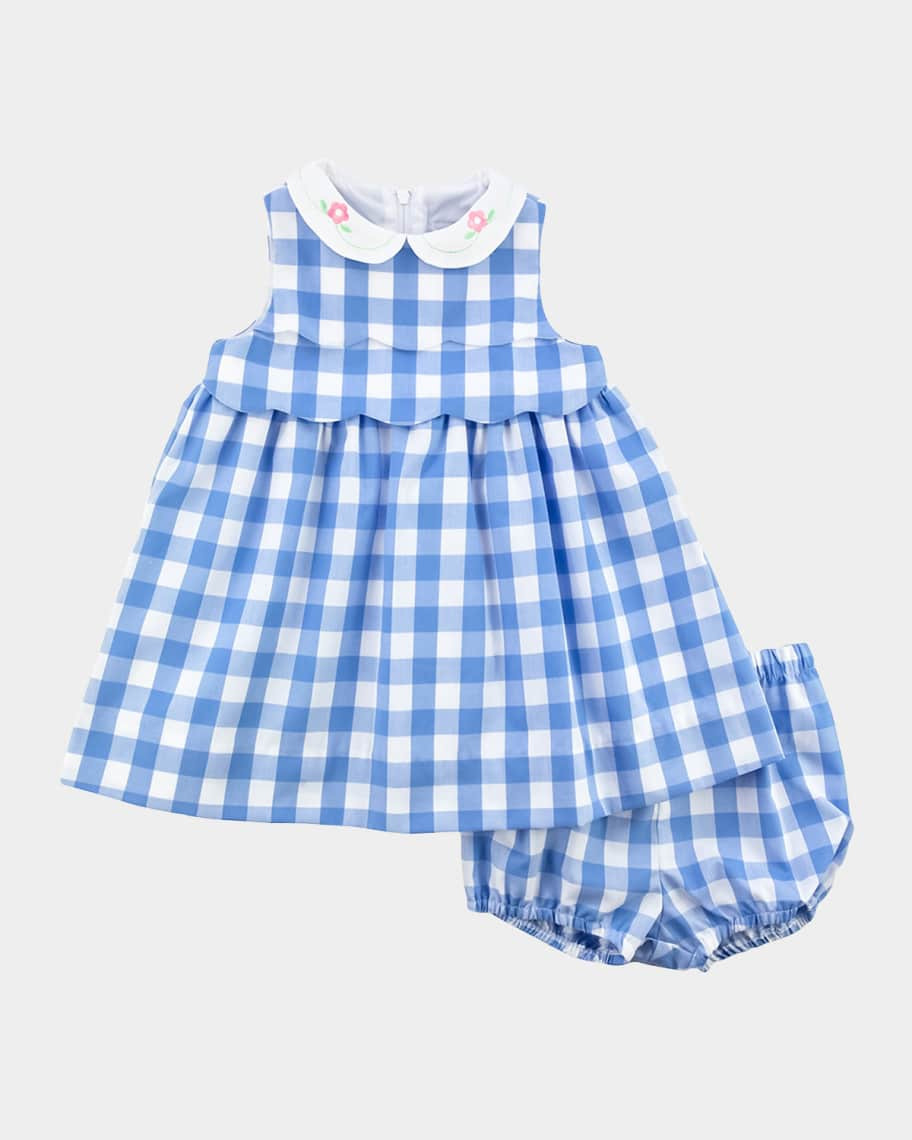 Florence Eiseman Girl's Gingham Embroidered-Collar Dress and Bloomers, 6M-24M | Neiman Marcus