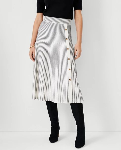 Stripe Pleated Sweater Skirt | Ann Taylor (US)