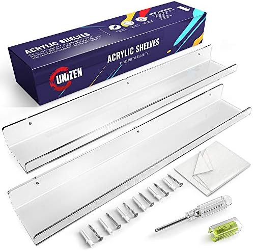 Acrylic Floating Shelves- Book Shelves for Kids Room- Bedroom Living Room Office Bathroom Shelf- Sma | Amazon (US)