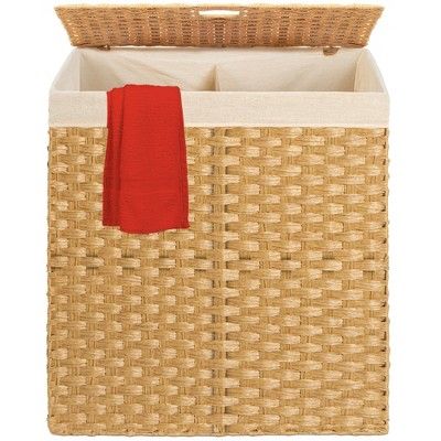 Best Choice Products Wicker Double Laundry Hamper, Divided Storage Basket w/ Linen Liner, Handles | Target