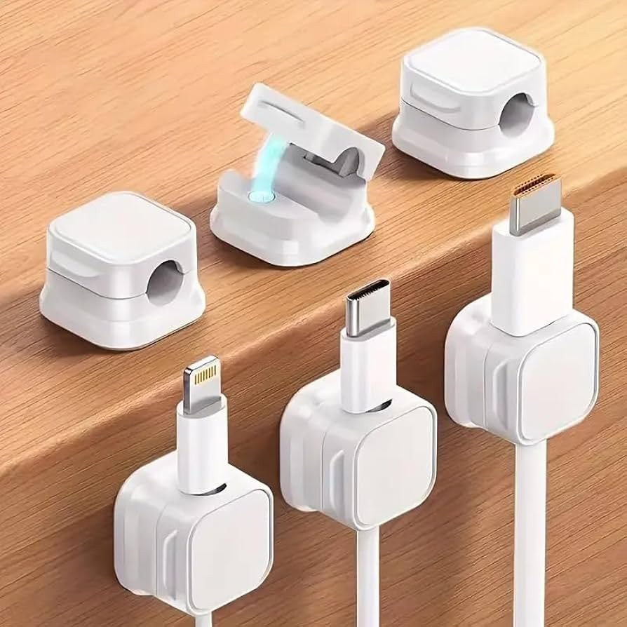 6 Pack Cord Organizer Spring Cable Holder Clips - Desk Cable Management Clips, Adhesive Wire Keep... | Amazon (US)