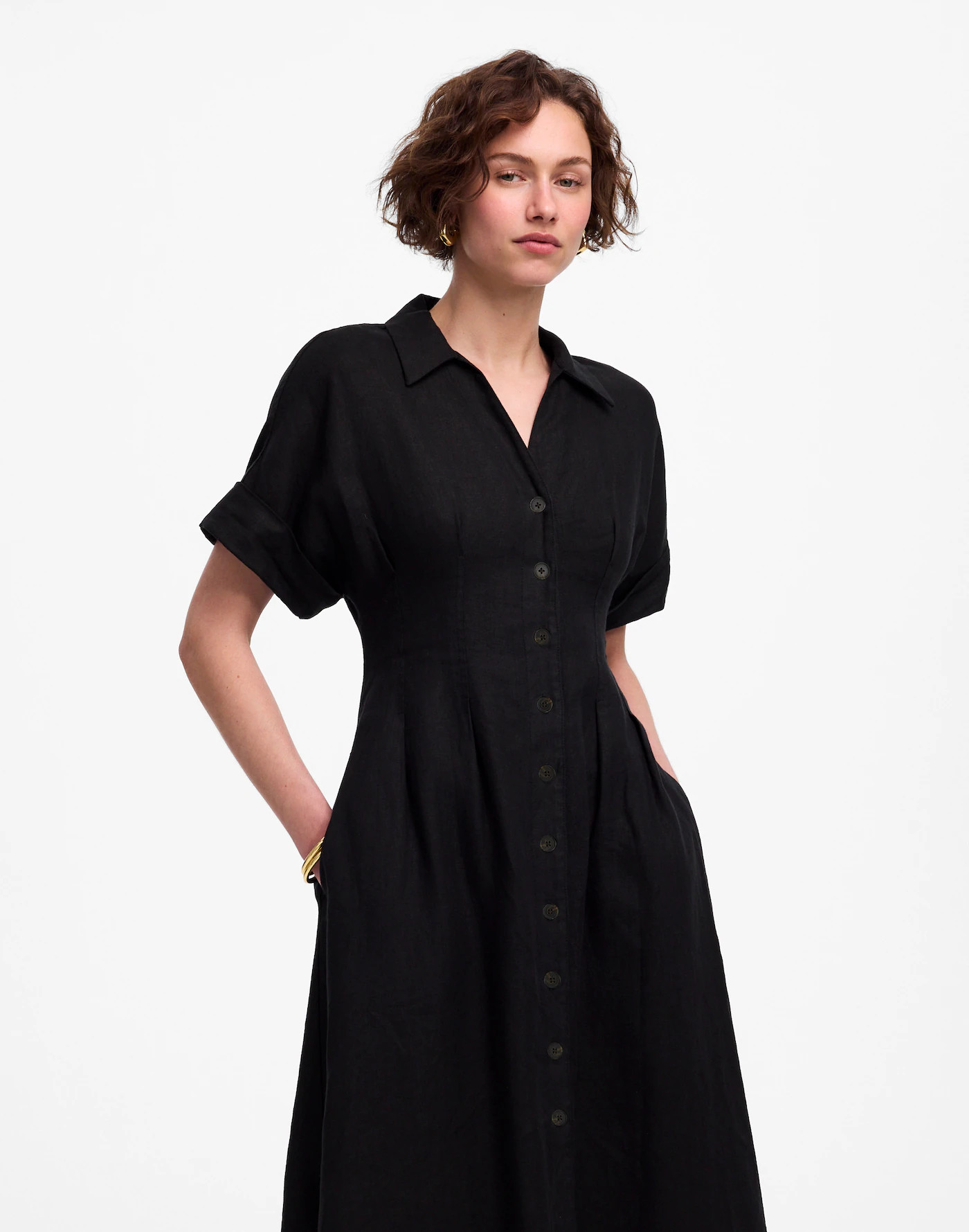 Pleated Midi Shirtdress in 100% Linen | Madewell