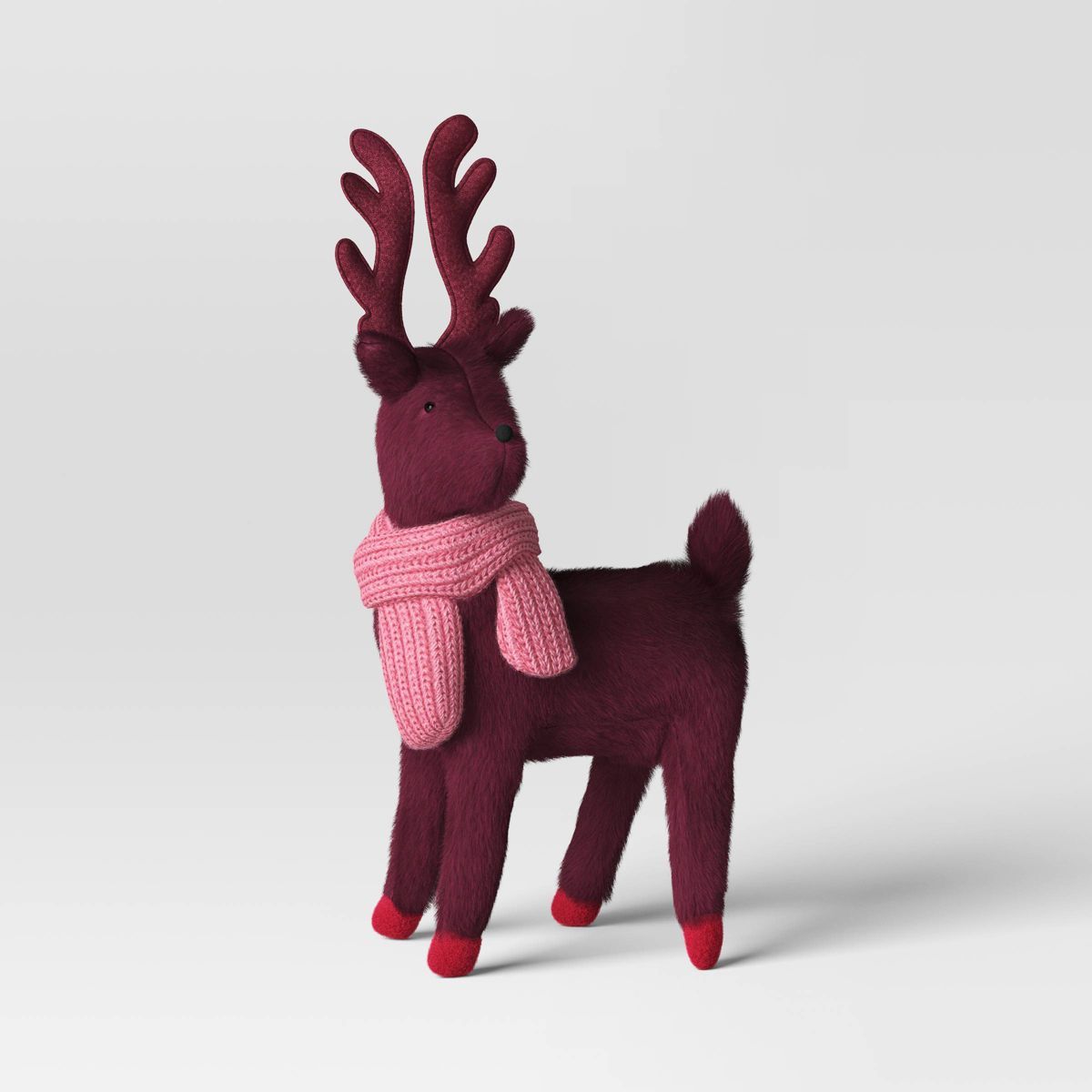 14.5" Plush Deer Wearing Scarf Christmas Tabletop Animal Figurine - Wondershop™ Purple/Pink | Target