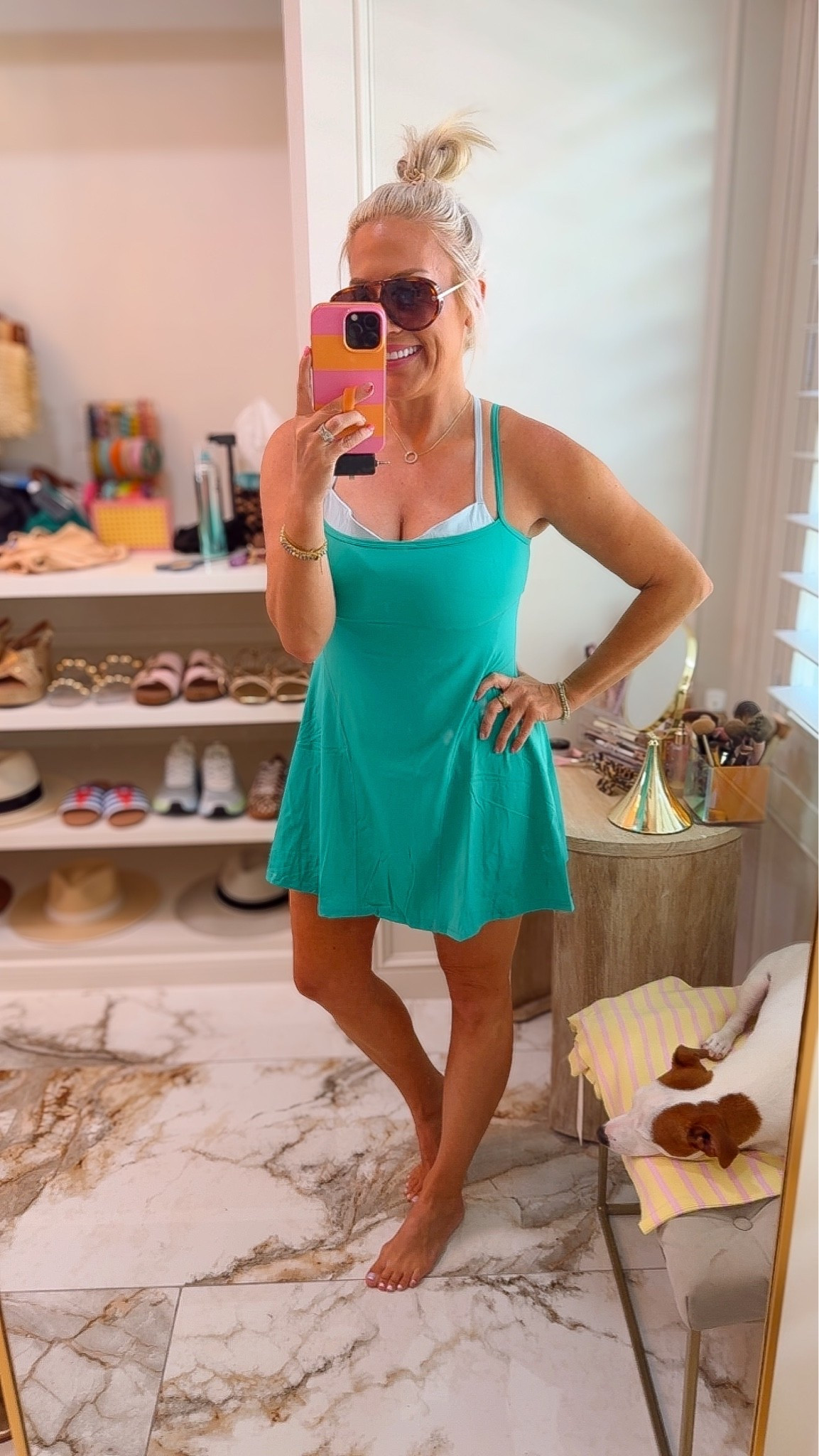 How cute is this new activewear dress with built in bra and shorts / medium