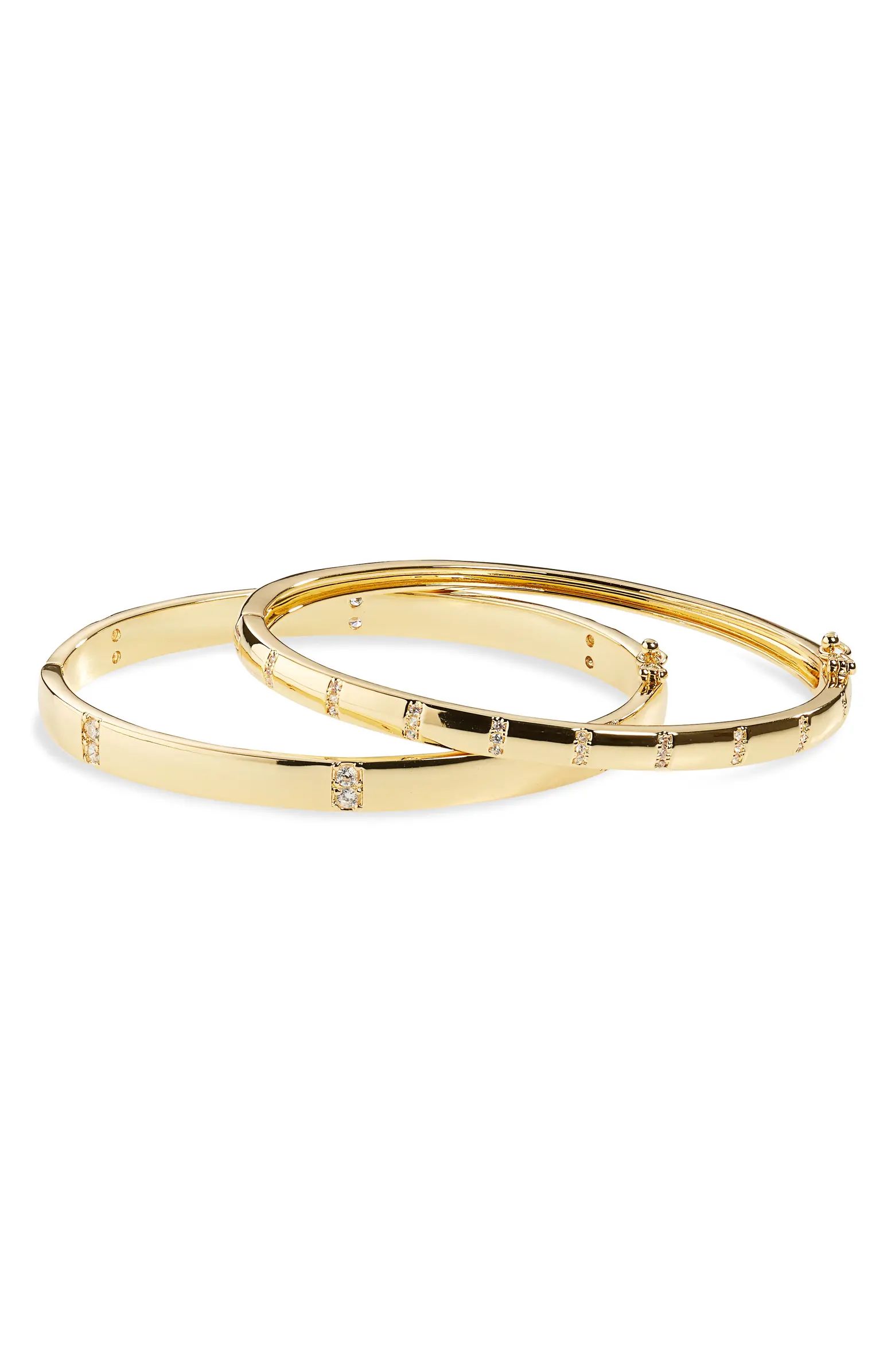 Set of 2 Cubic Zirconia Station Demifine Bangle Bracelets | Nordstrom