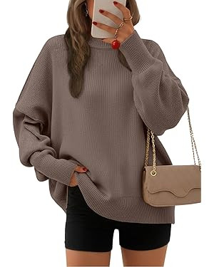 EFAN Women's Oversized Sweaters 2025 Fall Crewneck Batwing Sleeve Pullover Sweaters | Amazon (US)