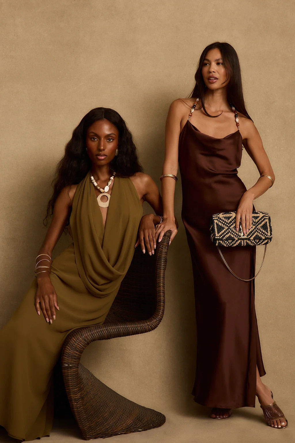 Zela Olive Cowl Maxi Dress | 12th Tribe